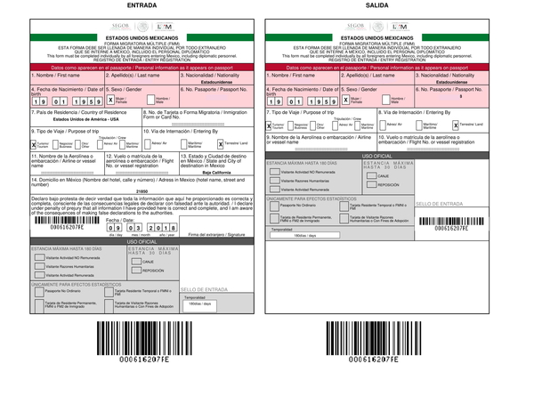 Mexico FMM tourist visa Mexico FMM tourist visa